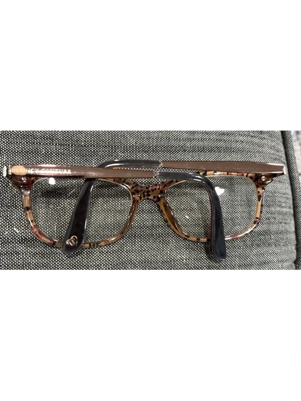 Juicy Couture Black Frames with Leopard Temple Accents